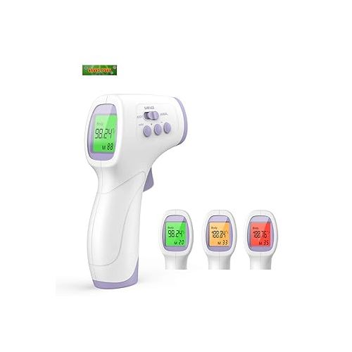  Green Piece® Thermometer for Adults - Forehead Thermometer with Smart Backlight - No Touch Digital Thermometer for Fever