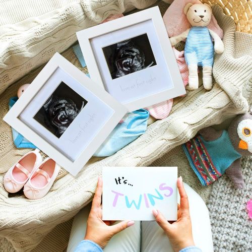  Green Pollywog Sonogram Picture Frame - White Wooden Baby Ultrasound Photo Frames - Cute Nursery Decor - Pregnancy Gifts for First Time Moms - Announcement for Expecting Parents to Be - Keepsake