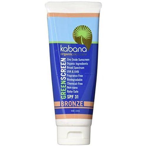  Green Screen Organic Sunscreen Zinc Oxide SPF 31 Tinted BRONZE - Soy-Free - Vegan - Gluten-free - 8oz/230g As 2x4oz