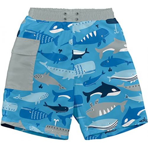  IPlay Pocket Trunks wBuilt-in Reusable Absorbent Swim Diaper - Blue Whale