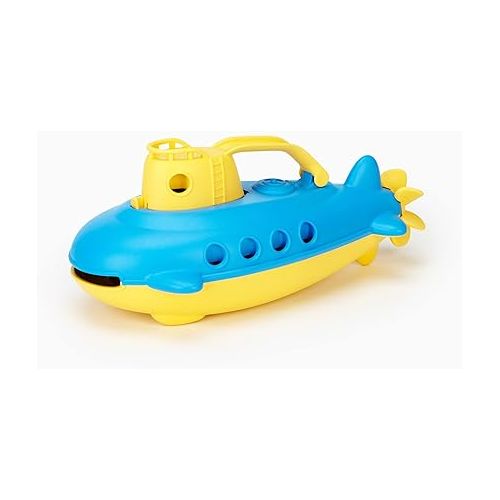  Green Toys Submarine in Yellow & blue - BPA Free, Phthalate Free, Bath Toy with Spinning Rear Propeller. Safe Toys for Toddlers, Babies