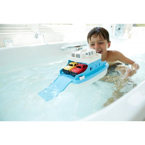  Green Toys Ferry Boat with Mini Cars Bathtub Toy, Blue/White