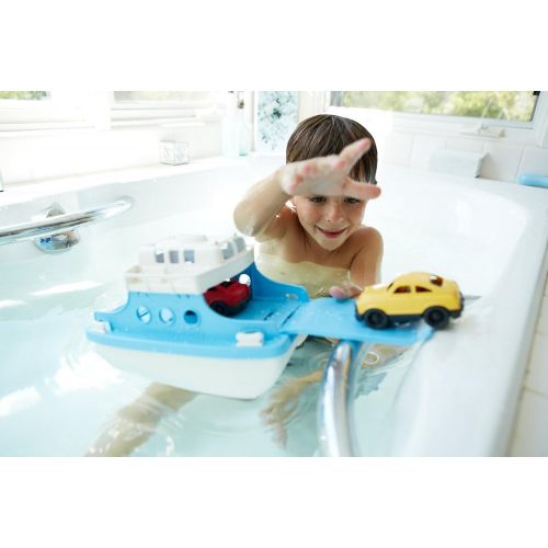  Green Toys Ferry Boat with Mini Cars Bathtub Toy, Blue/White