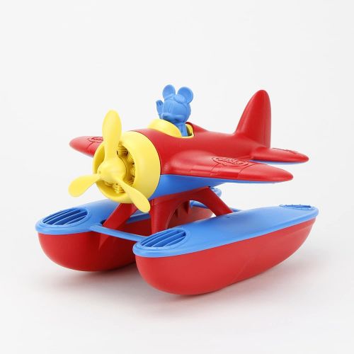  Green Toys Disney Baby Exclusive Mickey Mouse Seaplane, Red/Blue Pretend Play, Motor Skills, Kids Bath Toy Floating Vehicle. No BPA, phthalates, PVC. Dishwasher Safe, Recycled Pl