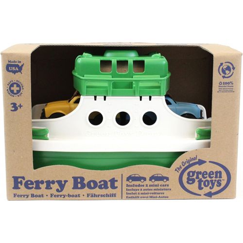  Green Toys Ferry Boat Bathtub Toy, Green/White, 10X 6.6x 6.3