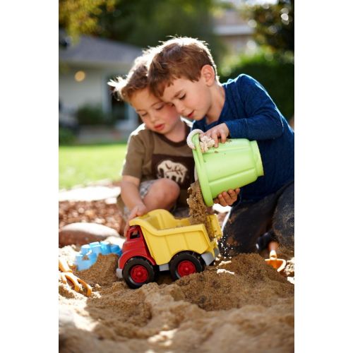  Green Toys Dump Truck in Yellow and Red - BPA Free, Phthalates Free Play Toys for Gross Motor, Fine Motor Skill Development. Pretend Play