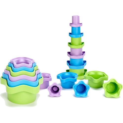  [아마존베스트]Green Toys Stacking Cups, Purple/Blue/Green