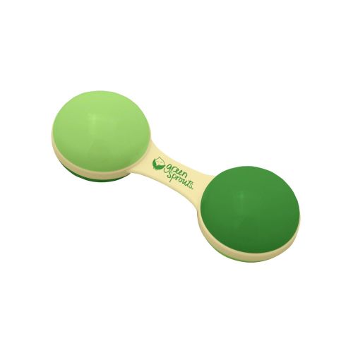  green sprouts Sprout Ware Dumbbell Rattle Made from Plants | Encourages Whole Learning The Healthy & Natural Way | Plant Based, Easy to Hold & Shake, Playful Rattle Sound