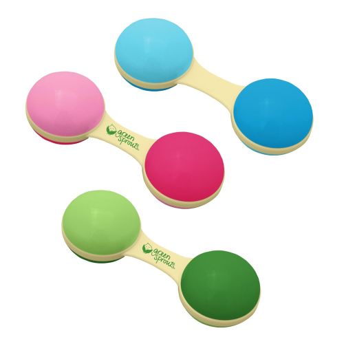  green sprouts Sprout Ware Dumbbell Rattle Made from Plants | Encourages Whole Learning The Healthy & Natural Way | Plant Based, Easy to Hold & Shake, Playful Rattle Sound