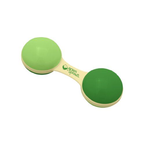  green sprouts Sprout Ware Dumbbell Rattle Made from Plants | Encourages Whole Learning The Healthy & Natural Way | Plant Based, Easy to Hold & Shake, Playful Rattle Sound