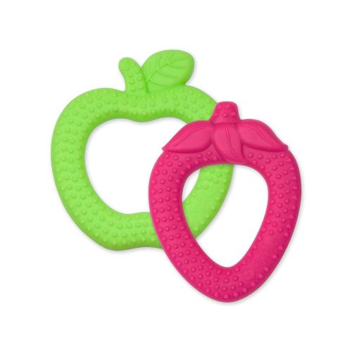  green sprouts 2 Pack Strawberry Apple Silicone Teethers, Pink, Green