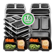 Green vege Bento 16-3BENTO 16 Pack Meal Prep 3 Compartment Storage, BPA Free,Microwave,Dishwasher Safe-Reusable Food Containers with Lids, 32OZ