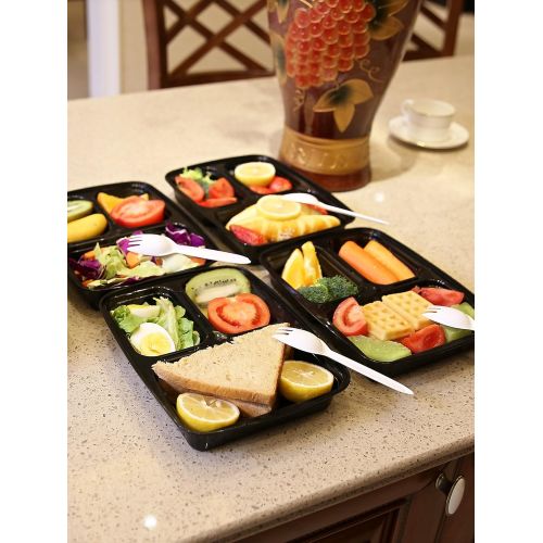  Green vege Bento 16-3BENTO 16 Pack Meal Prep 3 Compartment Storage, BPA Free,Microwave,Dishwasher Safe-Reusable Food Containers with Lids, 32OZ