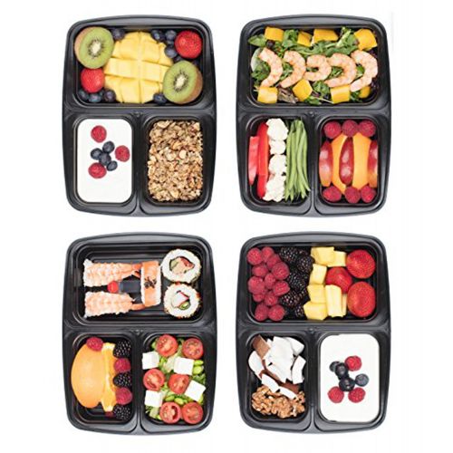  Green vege Bento 16-3BENTO 16 Pack Meal Prep 3 Compartment Storage, BPA Free,Microwave,Dishwasher Safe-Reusable Food Containers with Lids, 32OZ