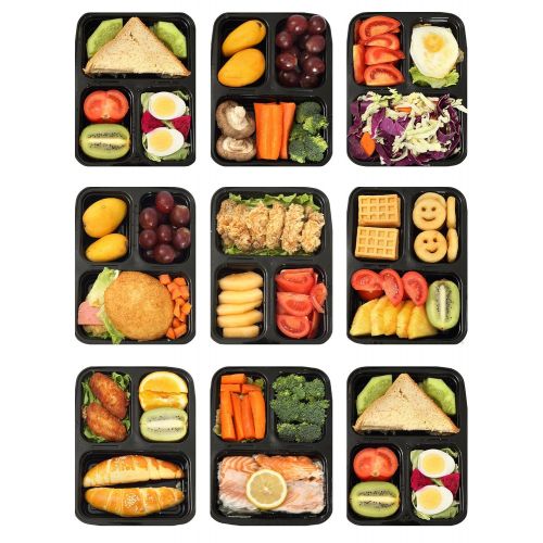  Green vege Bento 16-3BENTO 16 Pack Meal Prep 3 Compartment Storage, BPA Free,Microwave,Dishwasher Safe-Reusable Food Containers with Lids, 32OZ