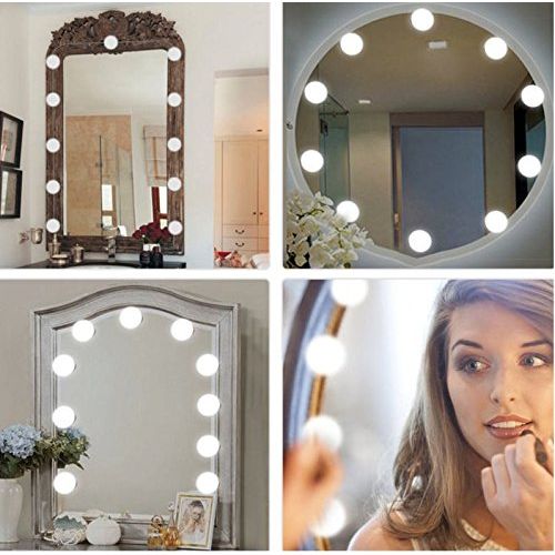  LED Vanity Mirror Lights,GreenClick Hollywood Style LED Makeup Mirror Lights with 4 Dimmable Bulbs, Flexible Lighting Fixture 6000K for Bathroom Makeup Dressing Table (Mirror Not I