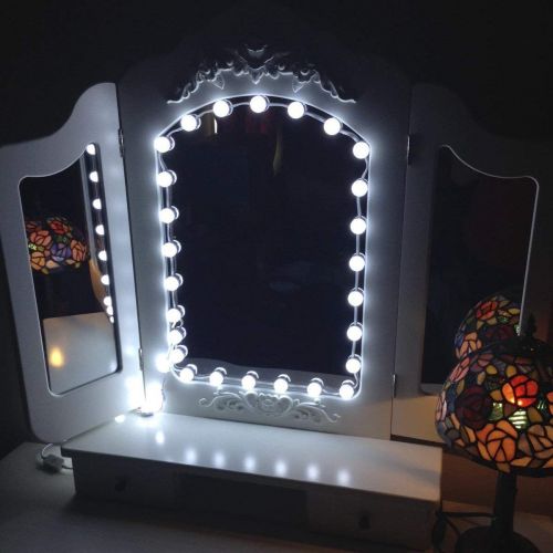  LED Vanity Mirror Lights,GreenClick Hollywood Style LED Makeup Mirror Lights with 4 Dimmable Bulbs, Flexible Lighting Fixture 6000K for Bathroom Makeup Dressing Table (Mirror Not I