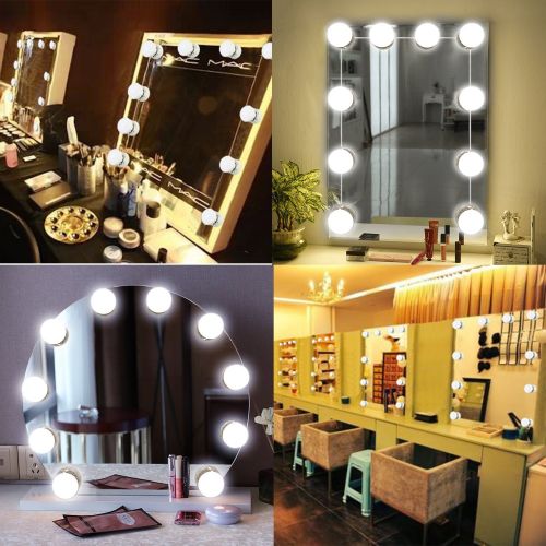  LED Vanity Mirror Lights,GreenClick Hollywood Style LED Makeup Mirror Lights with 4 Dimmable Bulbs, Flexible Lighting Fixture 6000K for Bathroom Makeup Dressing Table (Mirror Not I