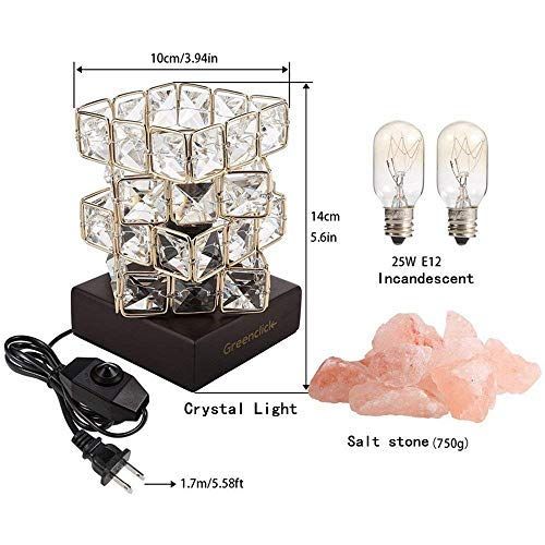  GreenClick Himalayan Pink Salt Lamp,Greenclick Pink Crystal Rock Salt Lamp,3.3 Ibs Natural Hymalain Salt Lamps Night Light With Wood Base,Dimmer Switch &UL-Listed Cord Best Gift Idea (2 Extra