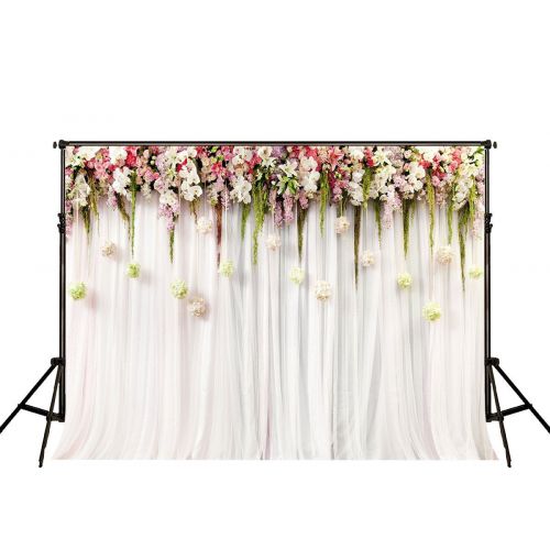  GreenDecor Polyster 7x5ft Pink Flower Wedding Newborn Beauty Girl Daughter Party Photo for Photography Shooting Backdrop Background Props for Studio