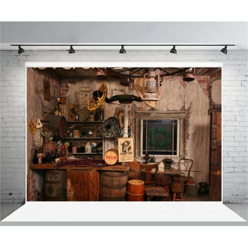  GreenDecor Polyster 7x5ft Vintage Wild West Saloon Backdrop Retro Bar Photography Background Man Boy Artistic Portrait American History Culture Photo Shoot Studio Props Video Drop