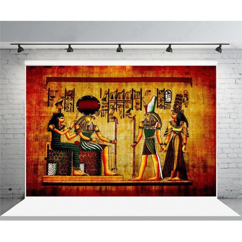 GreenDecor Polyster 7x5ft Photography Background Old Egpyt Natural Paper Color Egyptian Mural Pharaoh Drawing Wall Painting Home Decorations Holiday Party theme Photos Shooting Vid