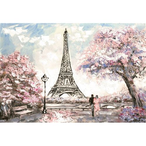  GreenDecor Polyster 7X5ft 7X5ft Photography Backdrop Spring Colorful Paris Eiffel Tower Pink Flower Oil Painting Wedding Background