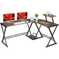 [아마존 핫딜]  [아마존핫딜]GreenForest L Shaped Office Computer Desk with Shelf PC Table Workstation Corner Desk for Home Office, Walnut