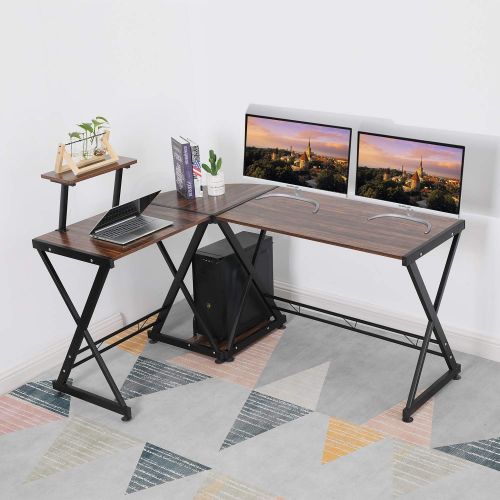  [아마존 핫딜]  [아마존핫딜]GreenForest L Shaped Office Computer Desk with Shelf PC Table Workstation Corner Desk for Home Office, Walnut