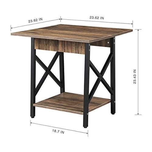  [아마존 핫딜] [아마존핫딜]GreenForest End Table Wood and Metal Side Table with Storage Shelf for Living Room, Easy Assembly, Walnut