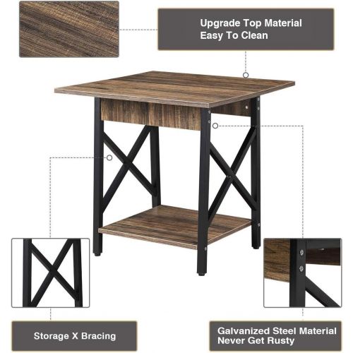  [아마존 핫딜] [아마존핫딜]GreenForest End Table Wood and Metal Side Table with Storage Shelf for Living Room, Easy Assembly, Walnut