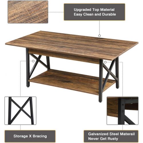  [아마존핫딜][아마존 핫딜] GreenForest Coffee Table Large Wood Top Metal Legs with Storage Shelf for Living Room, Easy Assembly, Walnut