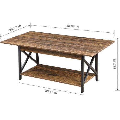  [아마존핫딜][아마존 핫딜] GreenForest Coffee Table Large Wood Top Metal Legs with Storage Shelf for Living Room, Easy Assembly, Walnut