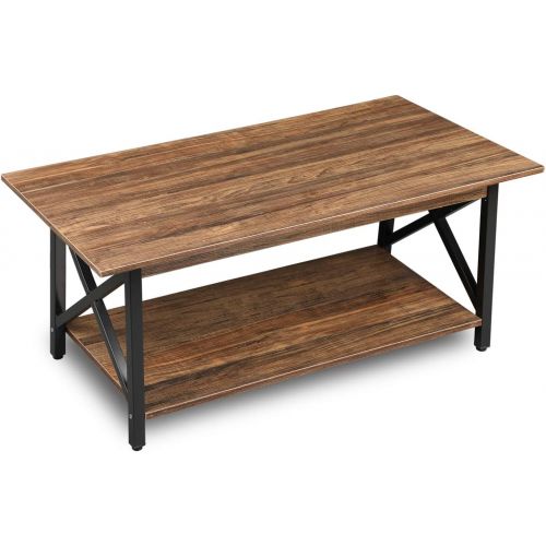  [아마존핫딜][아마존 핫딜] GreenForest Coffee Table Large Wood Top Metal Legs with Storage Shelf for Living Room, Easy Assembly, Walnut
