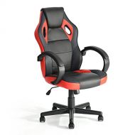 GreenForest Gaming Chair Computer Chair Ergonomic Office Chair Adjustable Swivel Chair with Armrest PU Leather Seat High Back Chair for Home Office Desk, Red
