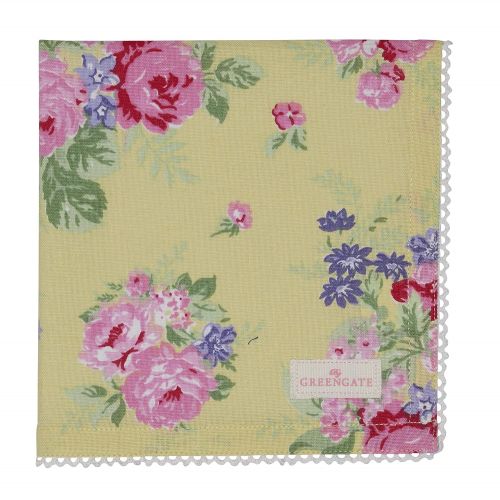  GreenGate Napkin with lace Rose Pale Yellow