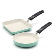 Generic GreenLife Ceramic Non-Stick Mini Square Grill Pan And Mini Round Egg Pan Set