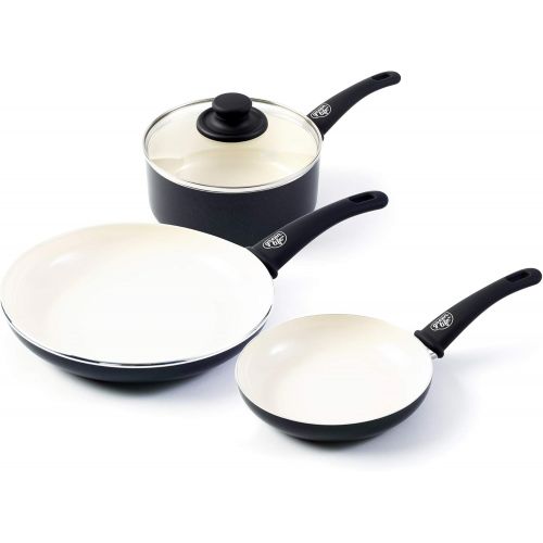  [아마존베스트]GreenLife Soft Grip 16pc Ceramic Non-Stick Cookware Set, Black