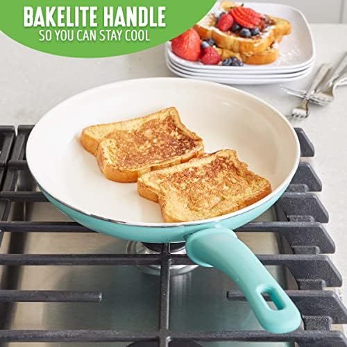  GreenLife Soft Grip Healthy Ceramic Nonstick, Frying Pan, 8, Turquoise