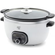 GreenLife Cook Duo Healthy Ceramic Nonstick 6QT Slow Cooker, PFAS-Free, Digital Timer, Dishwasher Safe Parts, White