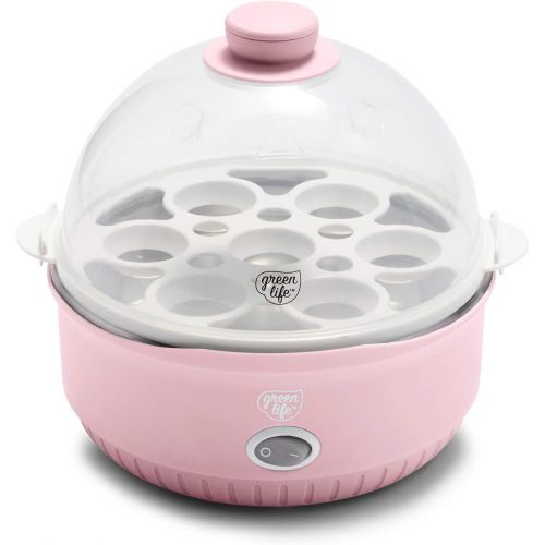  GreenLife Rapid Egg Cooker, 7 Egg Capacity for Hard Boiled, Poached, Scrambled and Omelet Tray, Easy One Switch, Dishwasher Safe Parts, BPA-Free, Pink