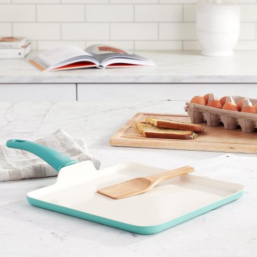  GreenLife Soft Grip Healthy Ceramic Nonstick, 11 Griddle Pan, PFAS-Free, Dishwasher Safe, Turquoise