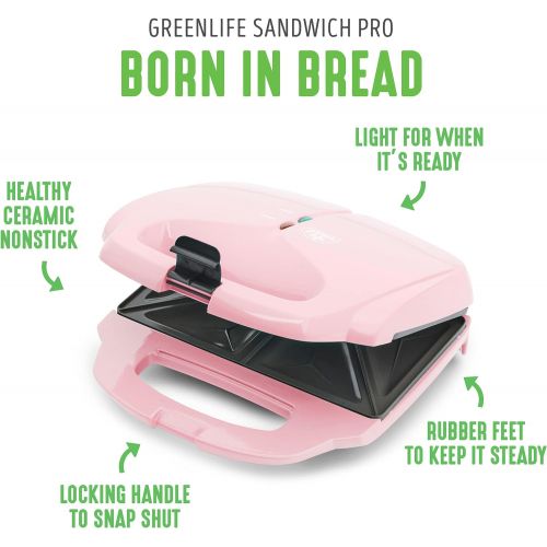  [아마존베스트]GreenLife CC003740-002 Sandwich Pro Healthy Ceramic Nonstick, Maker, Pink