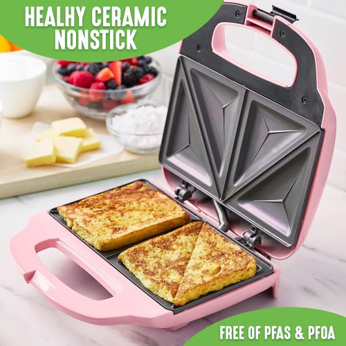 [아마존베스트]GreenLife CC003740-002 Sandwich Pro Healthy Ceramic Nonstick, Maker, Pink