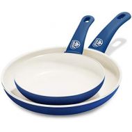 [아마존베스트]GreenLife Soft Grip Healthy Ceramic Nonstick, Frying Pan/Skillet Set, 7 and 10, Blue