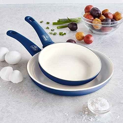  [아마존베스트]GreenLife Soft Grip Healthy Ceramic Nonstick, Frying Pan/Skillet Set, 7 and 10, Blue