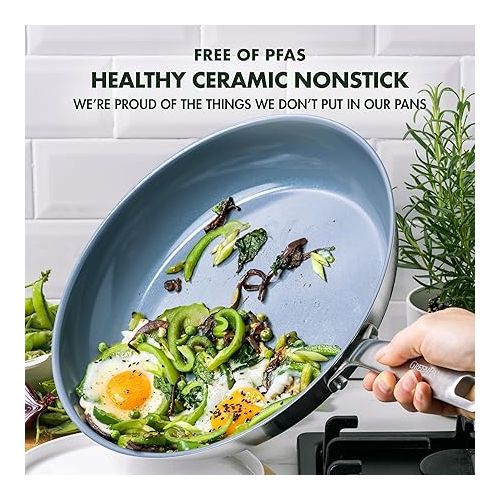  GreenPan Treviso Stainless Steel Healthy Ceramic Nonstick, 10 Piece Cookware Pots and Pans Set, PFAS-Free, Clad, Induction, Dishwasher Safe, Silver