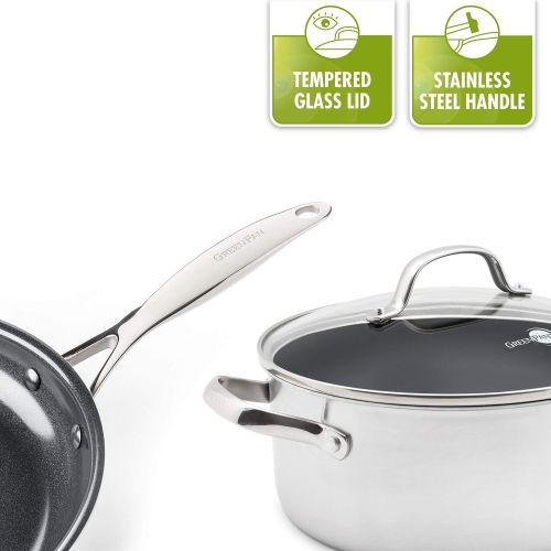  GreenPan Elements Topf Set, Edelstahl, Silber, 19,5x 36,1x 13,4cm