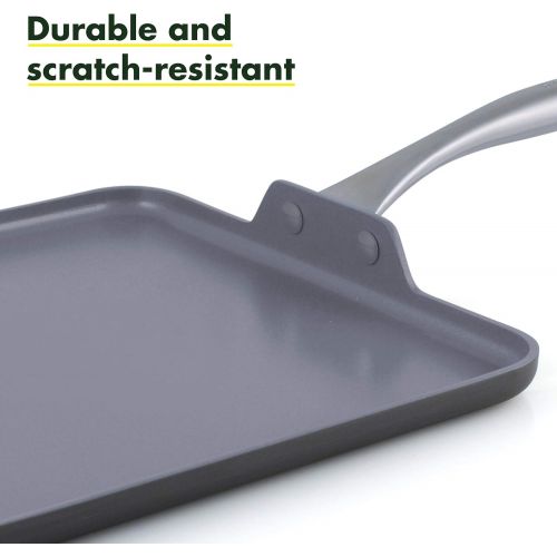  [아마존베스트]GreenPan Lima 11 Ceramic Non-Stick Square Griddle, Grey - CW000190-002