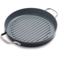 GreenPan Valencia Pro Hard Anodized Healthy Ceramic Nonstick 11 Grill Pan, PFAS-Free, Induction, Dishwasher Safe, Oven Safe, Gray